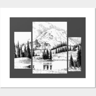 Mountain - black & white Posters and Art